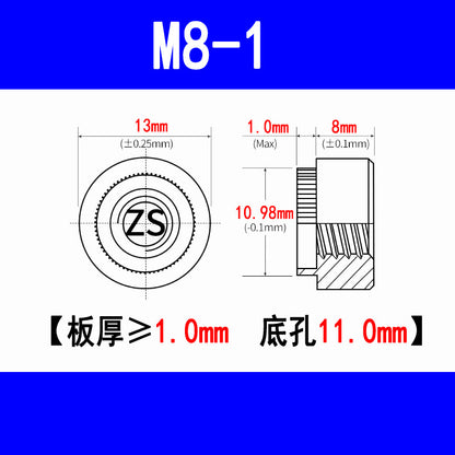 304 Stainless Steel Expansion Rivet Nut, Pressure Plate Nut, Speared Flanged Nut, Expansion Rivet Step Nut, M3, M4, M5, M6, M8