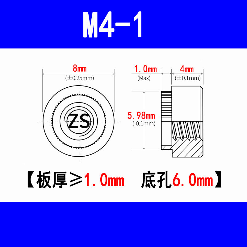 304 Stainless Steel Expansion Rivet Nut, Pressure Plate Nut, Speared Flanged Nut, Expansion Rivet Step Nut, M3, M4, M5, M6, M8