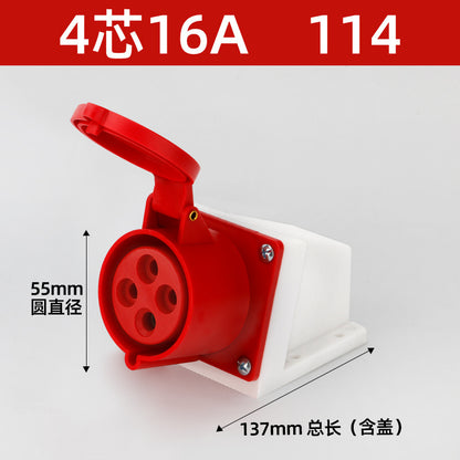 16/32A industrial plug, aviation socket connector, three-phase four-wire, 3/4/5-pin industrial waterproof mating plug