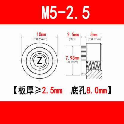 Galvanized expansion rivet nuts, pressure plate nuts, knurled flange nuts, round toothed nuts, M3, M4, M5, M6, M8