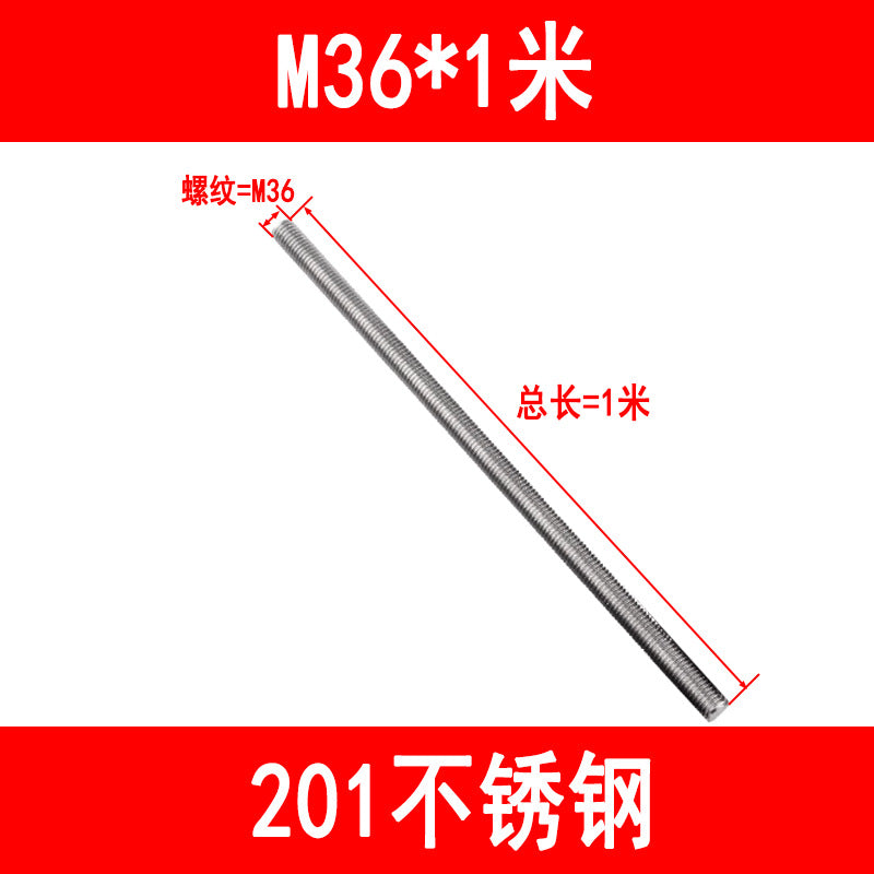 201/304 stainless steel ball screw, full thread screw, through thread, threaded rod, full thread ball screw M6 M8 M10 M12 M16 M20