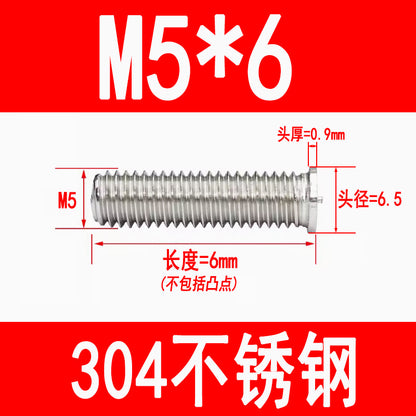 PT type 304 stainless steel welded screws, including welded studs, spot welded studs, and welded bolts (M3, M4, M5, M6, M8).