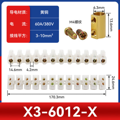 X3 Terminal 3/5/10/20/30/60/80/100/150A-12 Position Terminal Block Wire Connector