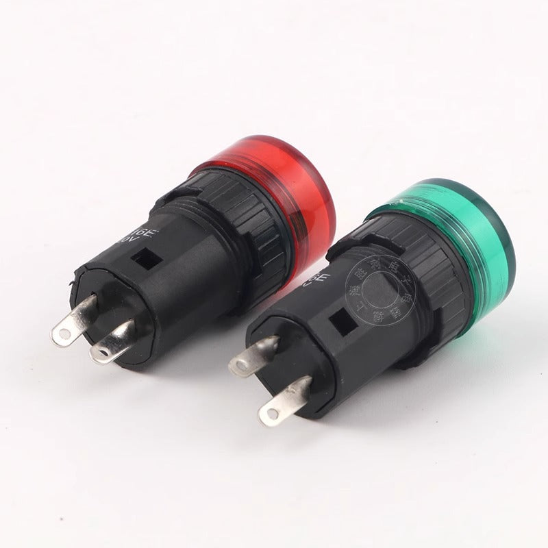 LED indicator lights AD16-16E, 16mm diameter, red, yellow, green, blue, white, 12V, 24V, 110V, 220V, 380V.