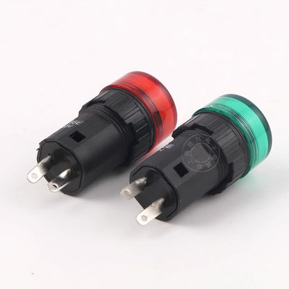LED indicator lights AD16-16E, 16mm diameter, red, yellow, green, blue, white, 12V, 24V, 110V, 220V, 380V.