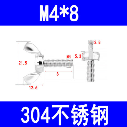 201/304 stainless steel wing screws, hand-tightening screws, butterfly screws, horn bolts, M4, M5, M6, M8