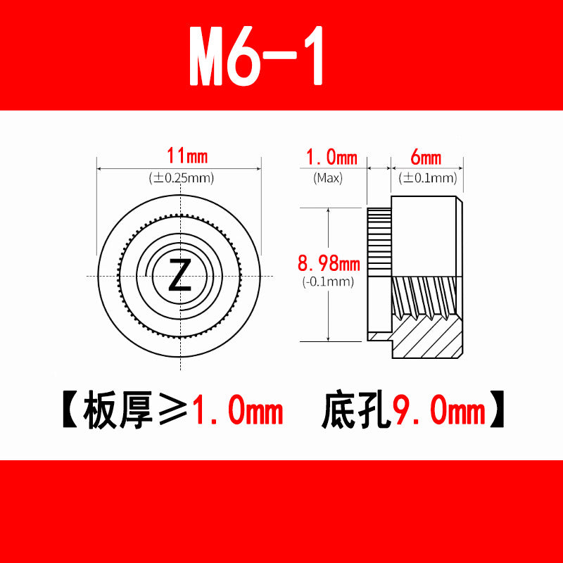 Galvanized expansion rivet nuts, pressure plate nuts, knurled flange nuts, round toothed nuts, M3, M4, M5, M6, M8