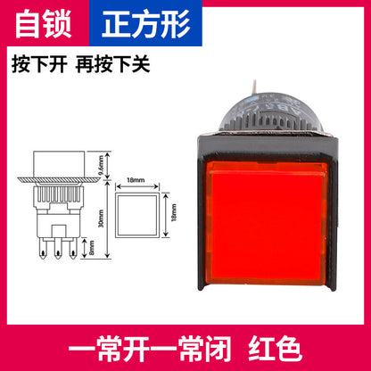 LA16Y-11 Self-resetting, self-locking, LA16-11 round 16mm mini push-button switch, square, on/off.