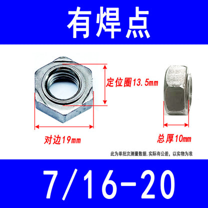 Hexagonal welded nuts, spot welded nuts, butt welded nuts, electric welded nuts, imperial M3 M4 M5 M6 M8 M10 M12 M14 M16