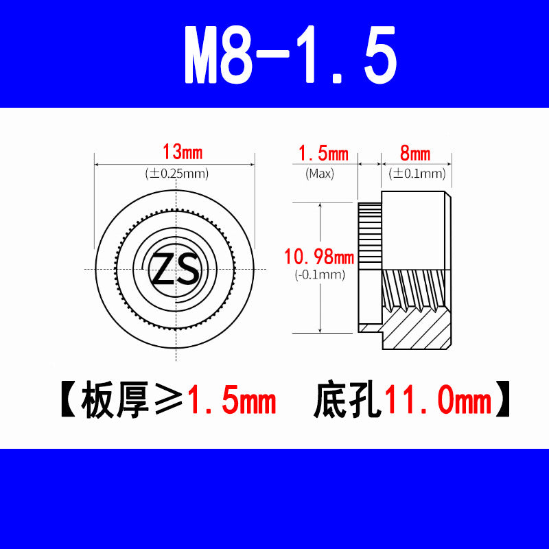 304 Stainless Steel Expansion Rivet Nut, Pressure Plate Nut, Speared Flanged Nut, Expansion Rivet Step Nut, M3, M4, M5, M6, M8