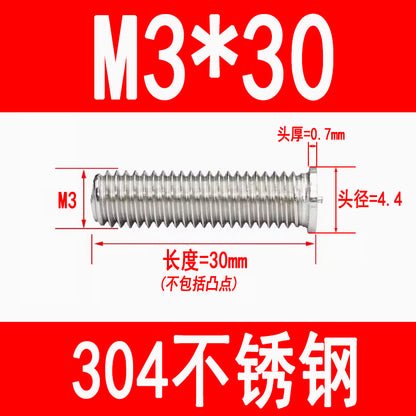 PT type 304 stainless steel welded screws, including welded studs, spot welded studs, and welded bolts (M3, M4, M5, M6, M8).