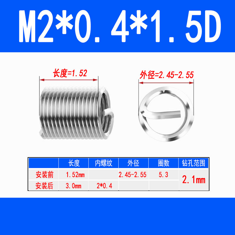 304 Stainless Steel Wire Thread Inserts, Screw Inserts, Threaded Inserts, Thread Protectors M1.6 M2 M2.5 M3 M4 M5 M6 M8 M10
