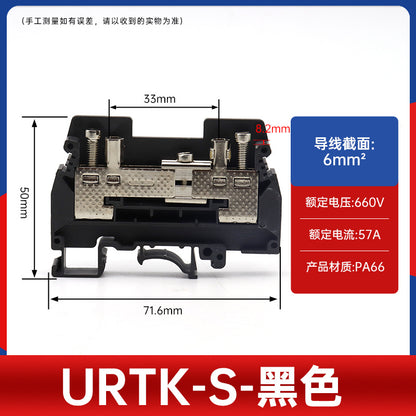URTK/S current test terminals, 6mm², URTK6S DIN rail type test terminal block, brass flame retardant.