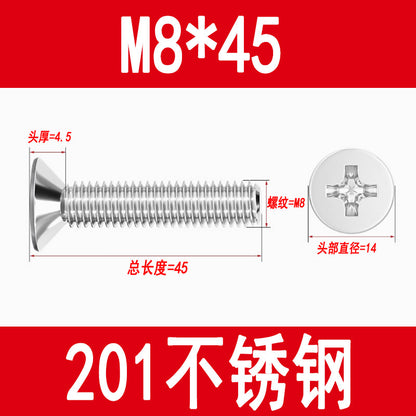 Manufacturer of 201 Stainless Steel Countersunk Screws, Flat Head Phillips Screws, Machine Screws with Phillips Slot, M3M4M5M6M8