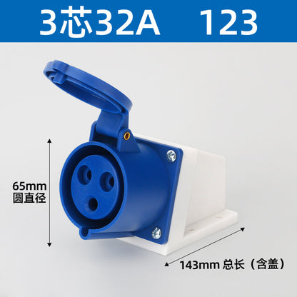16/32A industrial plug, aviation socket connector, three-phase four-wire, 3/4/5-pin industrial waterproof mating plug