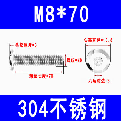 201/304 Stainless Steel Beveled Hex Socket Head Screws, Flat Head Hex Socket Furniture Screws M3 M4 M5 M6 M8