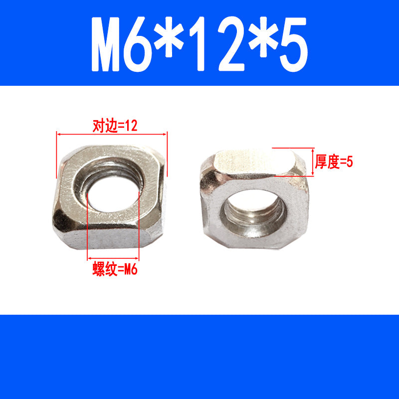 Square nuts, square-shaped nuts, aluminum profile accessories, screw caps M4 M5 M6 M8 M10