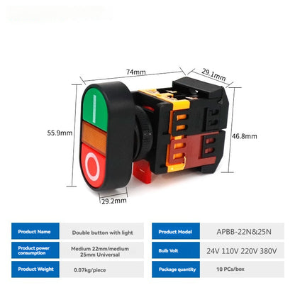 Double Position Button Apbb-22n Oval Double Head Lighted Push Button Switch Ppbb-30 As-22