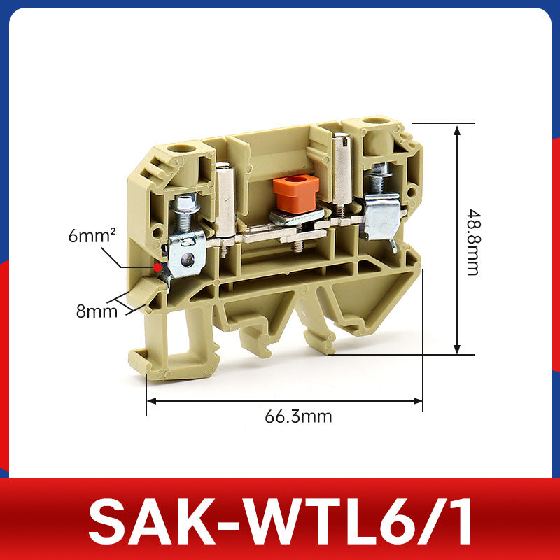 SAK test terminal JXB type WTL6/1S DIN rail type current terminal block 6mm²