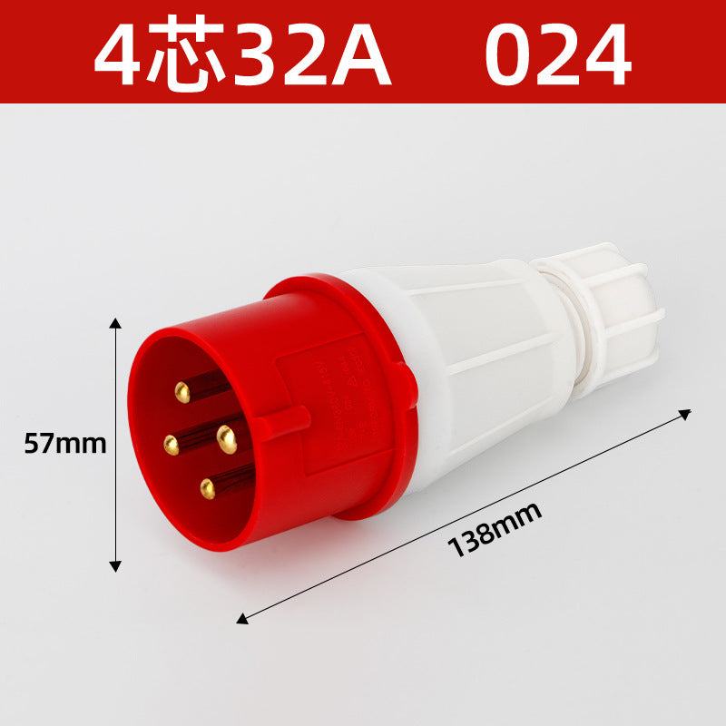 16/32A industrial plug, aviation socket connector, three-phase four-wire, 3/4/5-pin industrial waterproof mating plug
