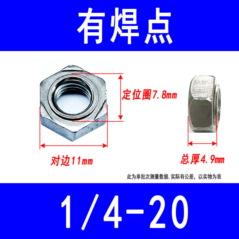 Hexagonal welded nuts, spot welded nuts, butt welded nuts, electric welded nuts, imperial M3 M4 M5 M6 M8 M10 M12 M14 M16
