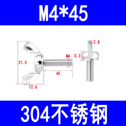 201/304 stainless steel wing screws, hand-tightening screws, butterfly screws, horn bolts, M4, M5, M6, M8