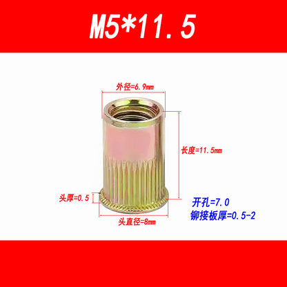 Small head rivet nut, countersunk head rivet nut, rivet nut with vertical groove, rivet nut M3 M4 M5 M6 M8 M10 M12