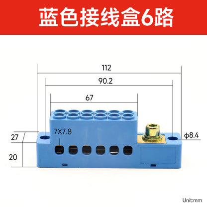 FJ6/SDGW Blue Junction Box Single-Pole 1 Input 4 Outputs 6 Outputs 9 Outputs 12 Outputs 15 Outputs Terminal Block State Grid