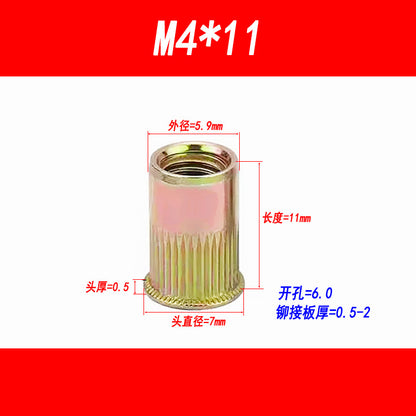 Small head rivet nut, countersunk head rivet nut, rivet nut with vertical groove, rivet nut M3 M4 M5 M6 M8 M10 M12