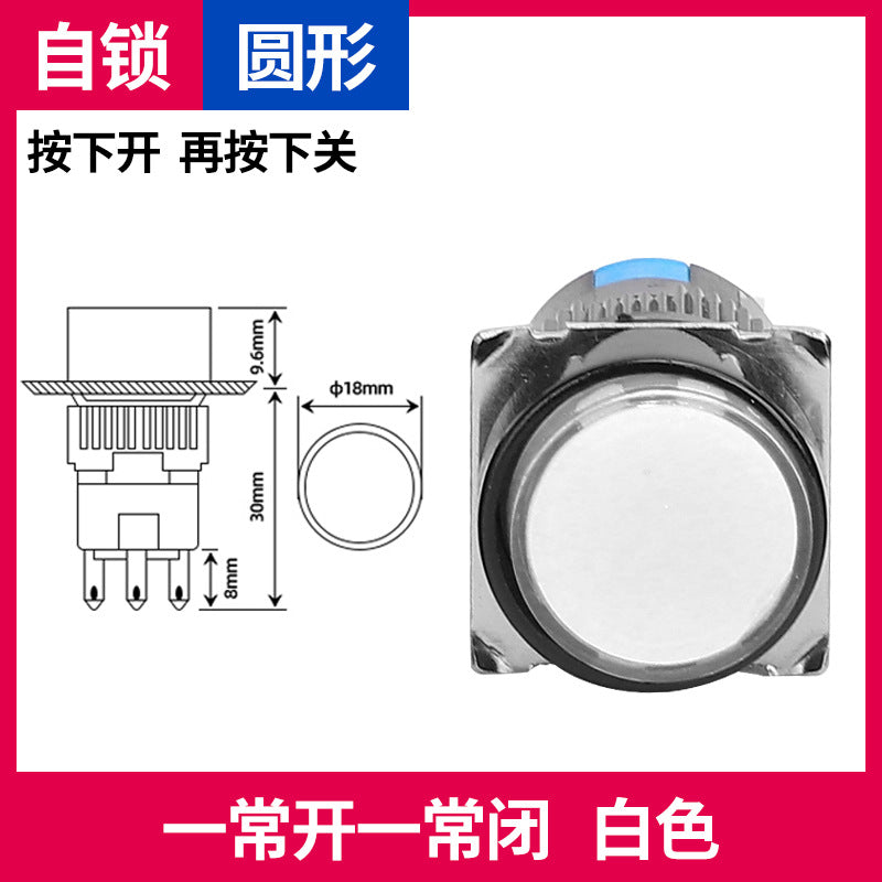 LA16Y-11 Self-resetting, self-locking, LA16-11 round 16mm mini push-button switch, square, on/off.