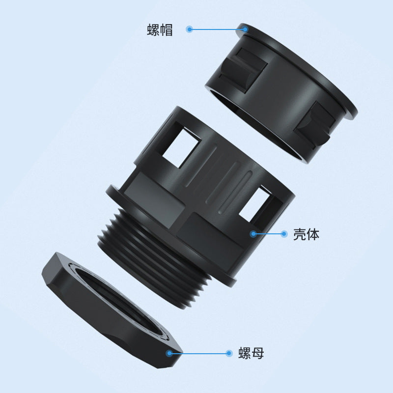 Plastic corrugated pipe fitting, nylon PA straight insertion fitting, corrugated pipe quick straight fitting, M metric, PG German system