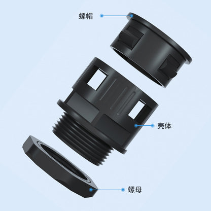 Plastic corrugated pipe fitting, nylon PA straight insertion fitting, corrugated pipe quick straight fitting, M metric, PG German system