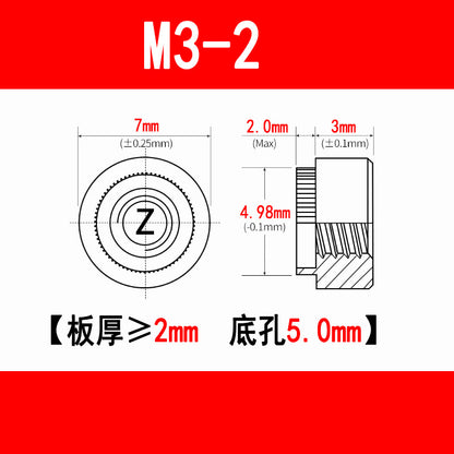 Galvanized expansion rivet nuts, pressure plate nuts, knurled flange nuts, round toothed nuts, M3, M4, M5, M6, M8