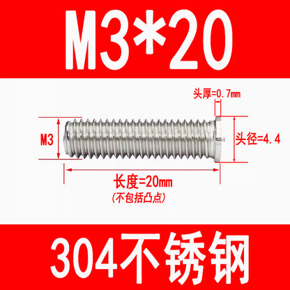 PT type 304 stainless steel welded screws, including welded studs, spot welded studs, and welded bolts (M3, M4, M5, M6, M8).
