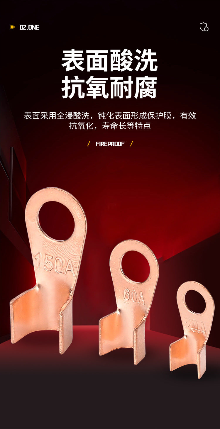 Factory direct supply of OT copper open lug cold-pressed connector terminals with thickened copper wire lugs