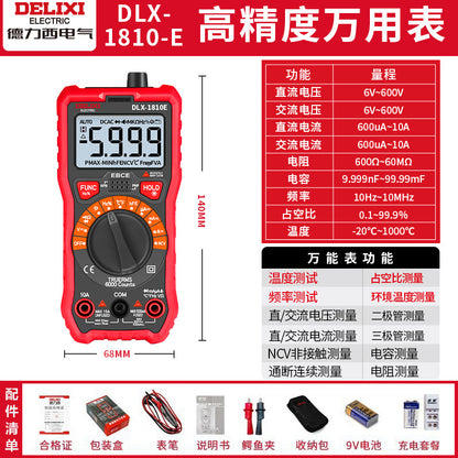 Delixi's new high-precision intelligent digital multimeter, a fireproof current and voltage meter for electrical repair, is available for wholesale.
