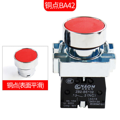 Flat-head push-button switch XB2, metal round self-resetting BA42C, one on/off switch BA31C, silver contact BA35