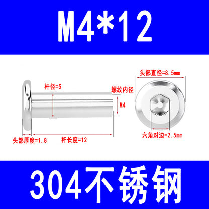 304 Stainless Steel Flat Head Beveled Hex Socket Nuts for Furniture Parting and Clamping M3 M4 M5 M6 M8