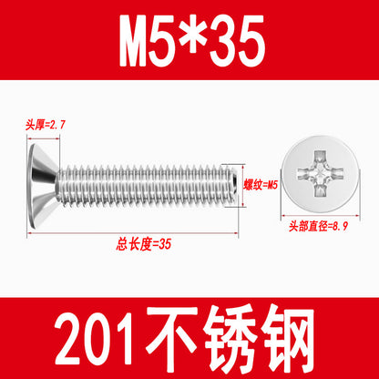 Manufacturer of 201 Stainless Steel Countersunk Screws, Flat Head Phillips Screws, Machine Screws with Phillips Slot, M3M4M5M6M8