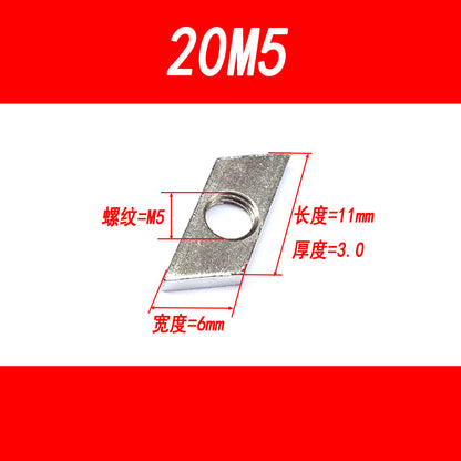 Diamond-shaped nuts and bolts, national standard industrial aluminum profile accessories, square nuts 3030/4040 M4 M5 M6 M8