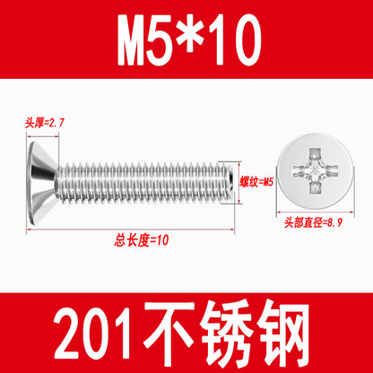 Manufacturer of 201 Stainless Steel Countersunk Screws, Flat Head Phillips Screws, Machine Screws with Phillips Slot, M3M4M5M6M8