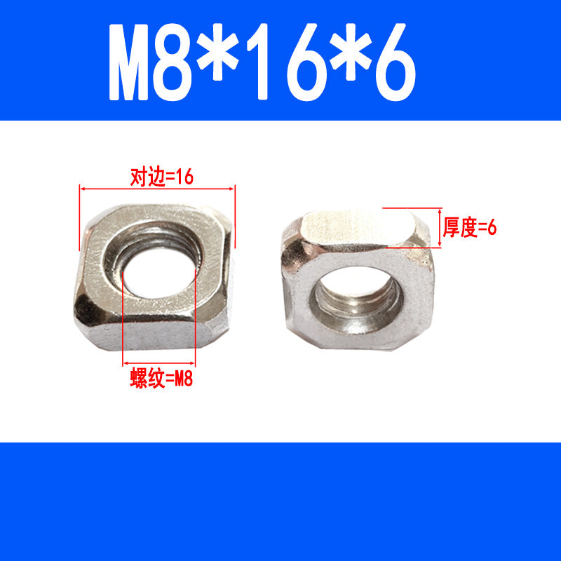 Square nuts, square-shaped nuts, aluminum profile accessories, screw caps M4 M5 M6 M8 M10
