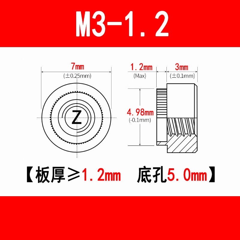 Galvanized expansion rivet nuts, pressure plate nuts, knurled flange nuts, round toothed nuts, M3, M4, M5, M6, M8
