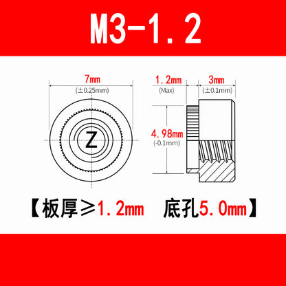 Galvanized expansion rivet nuts, pressure plate nuts, knurled flange nuts, round toothed nuts, M3, M4, M5, M6, M8