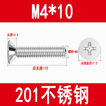 Manufacturer of 201 Stainless Steel Countersunk Screws, Flat Head Phillips Screws, Machine Screws with Phillips Slot, M3M4M5M6M8
