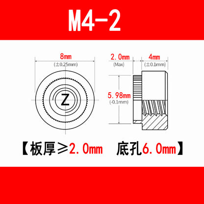 Galvanized expansion rivet nuts, pressure plate nuts, knurled flange nuts, round toothed nuts, M3, M4, M5, M6, M8