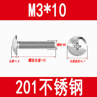 201 Stainless Steel Large Flat Head Screws Tm Mushroom Head Screws Cross Umbrella Head Machine Screws M3M4M5M6