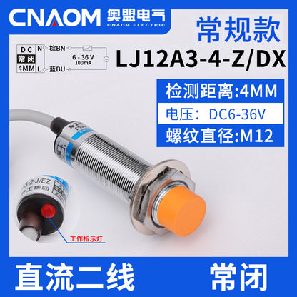 LJ12A3-4-Z/BX proximity switch, EX sensor probe, three-wire NPN normally open inductive switch, M12