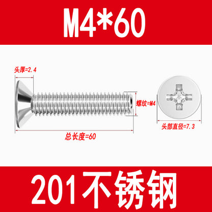 Manufacturer of 201 Stainless Steel Countersunk Screws, Flat Head Phillips Screws, Machine Screws with Phillips Slot, M3M4M5M6M8