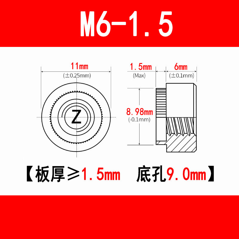 Galvanized expansion rivet nuts, pressure plate nuts, knurled flange nuts, round toothed nuts, M3, M4, M5, M6, M8